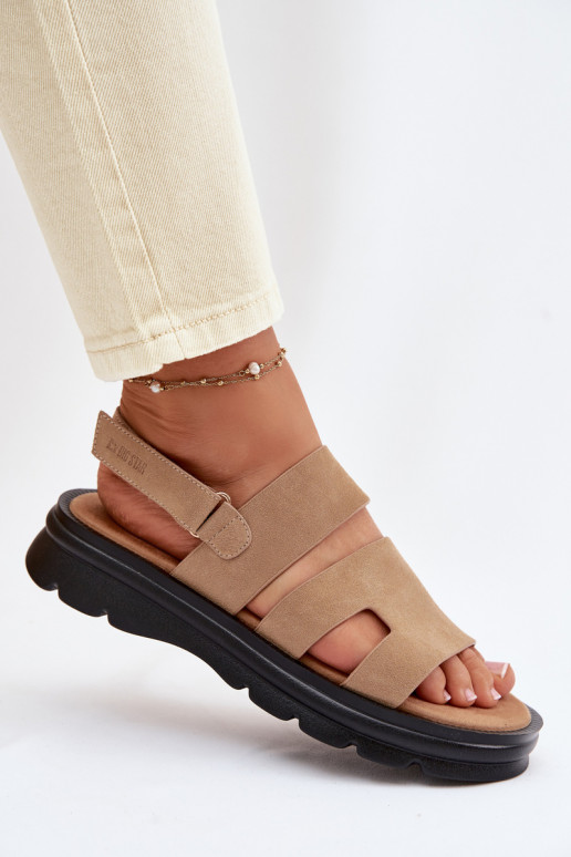 Sandálias femininas de camurça Big Star TT274482 bege