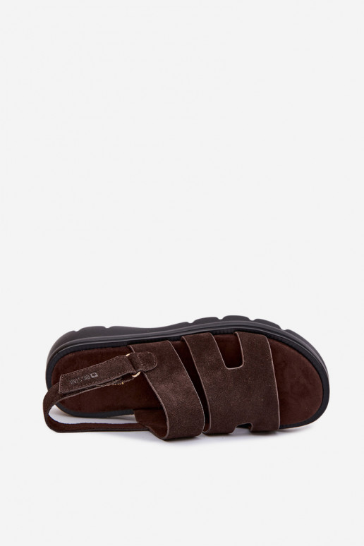 Sandálias femininas de camurça Big Star TT274483 CzekoladoParae