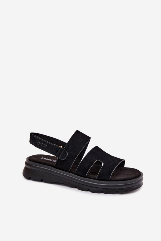 Sandálias femininas de camurça Big Star TT274484 cor preta