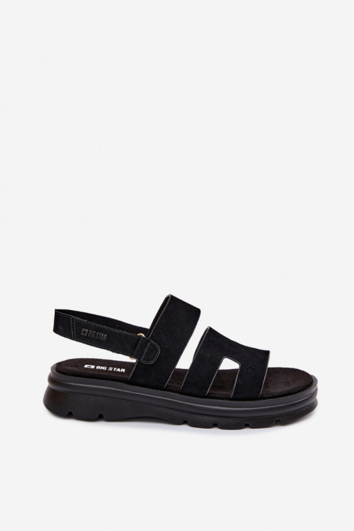 Sandálias femininas de camurça Big Star TT274484 cor preta