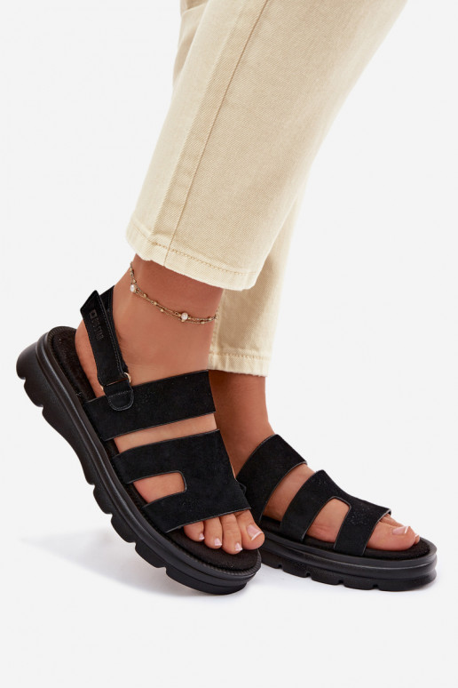 Sandálias femininas de camurça Big Star TT274484 cor preta