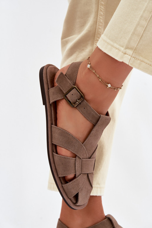 Sandálias rasteiras para mulheresHabilitadoturalnego de camurçau Big Star TT274250 bege