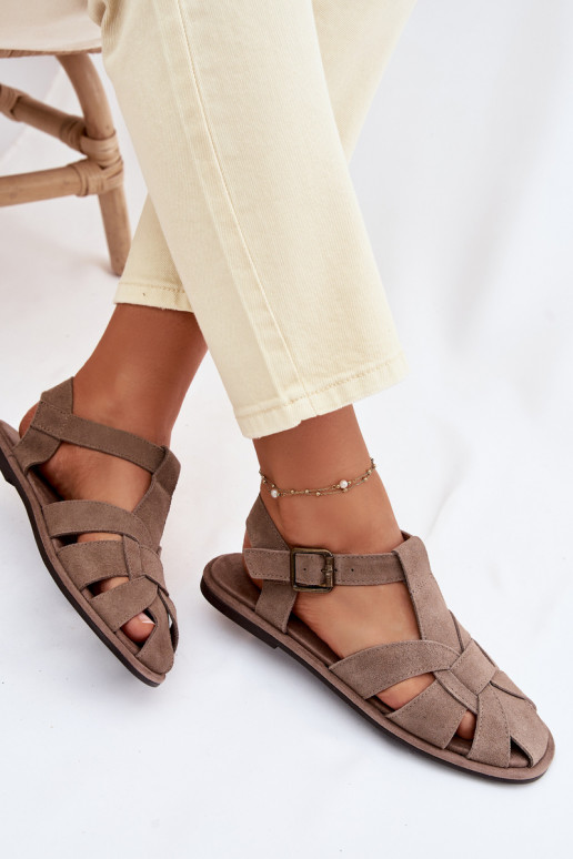 Sandálias rasteiras para mulheresHabilitadoturalnego de camurçau Big Star TT274250 bege