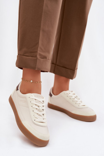 À modalo de tênis Feminino de couro ecológico Big Star TT274311 cor de marfim