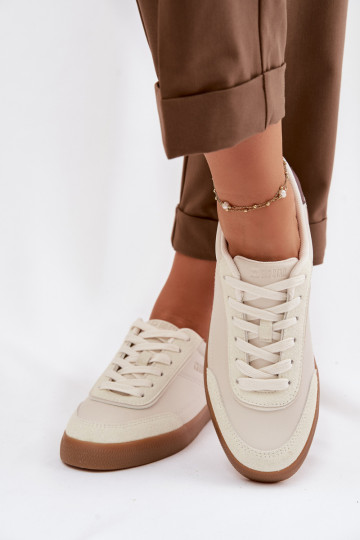 À modalo de tênis Feminino de couro ecológico Big Star TT274311 cor de marfim 2