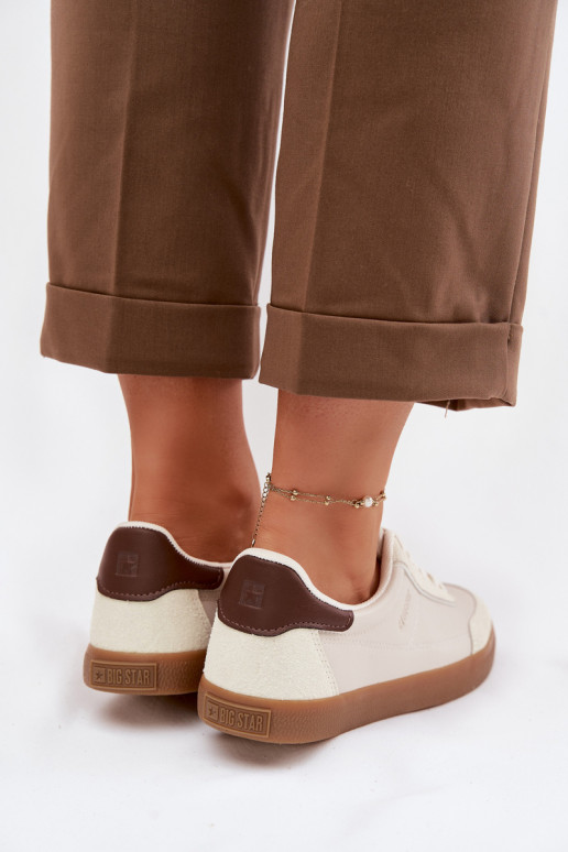 À modalo de tênis Feminino de couro ecológico Big Star TT274311 cor de marfim