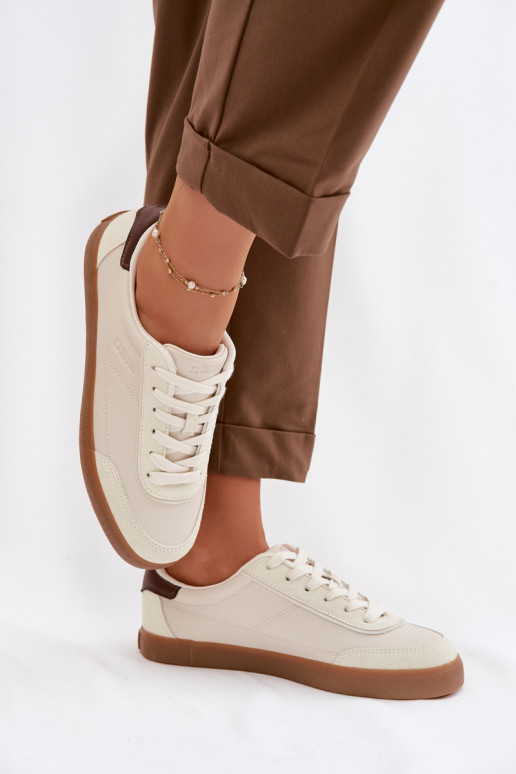 À modalo de tênis Feminino de couro ecológico Big Star TT274311 cor de marfim