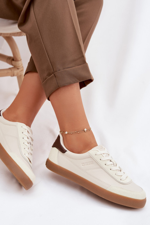 À modalo de tênis Feminino de couro ecológico Big Star TT274311 cor de marfim