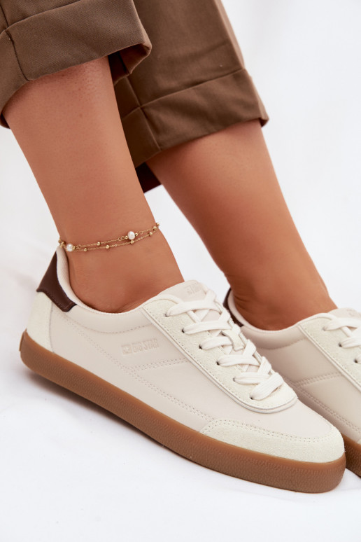 À modalo de tênis Feminino de couro ecológico Big Star TT274311 cor de marfim