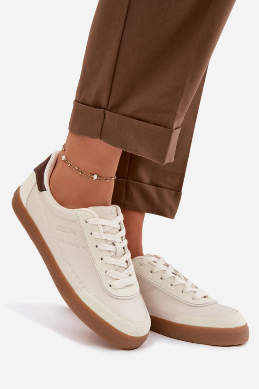 À modalo de tênis Feminino de couro ecológico Big Star TT274311 cor de marfim