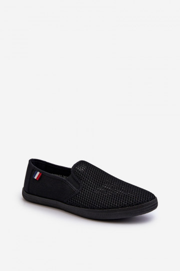 para homens com elementos abertos Tênis sapatos casuais cor preta Koboru