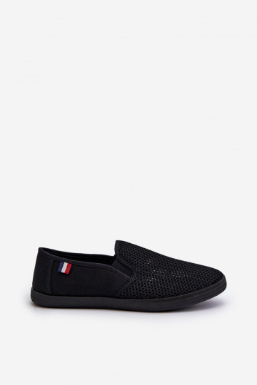 para homens com elementos abertos Tênis sapatos casuais cor preta Koboru 2