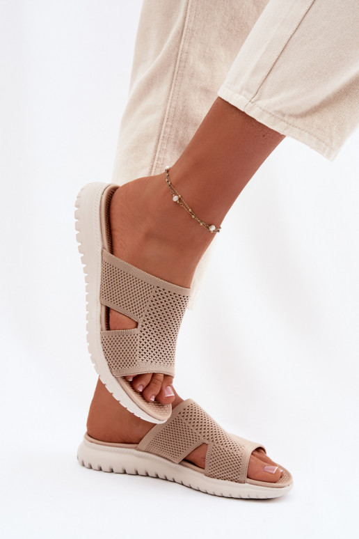 Chinelos femininos Sergio Leone KL064 bege