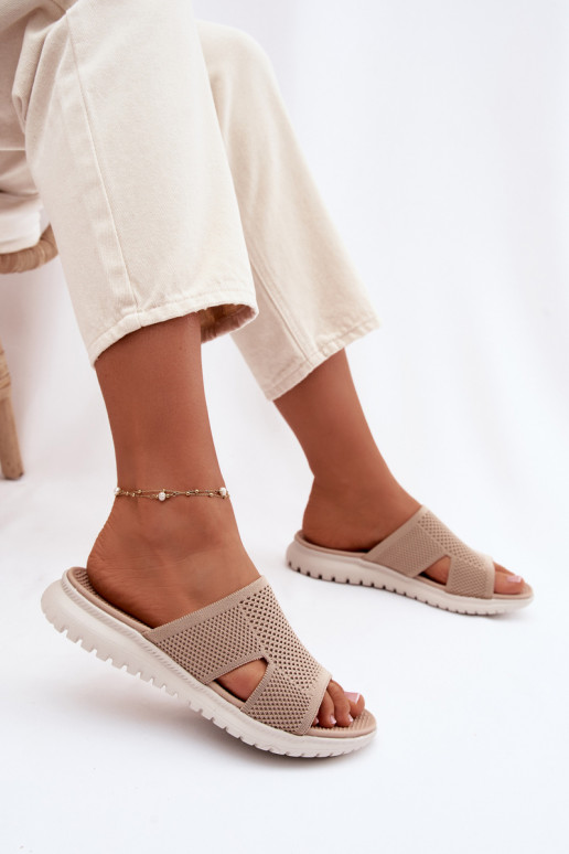 Chinelos femininos Sergio Leone KL064 bege