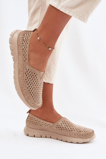 Mocassim feminino com detalhes vazados Sergio Leone MK099H cor dourada
