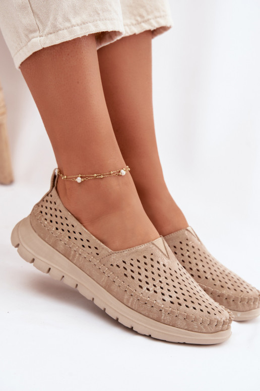 com elementos abertos  mocassins femininos Sergio Leone MK099H cor dourada