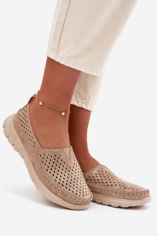 com elementos abertos  mocassins femininos Sergio Leone MK099H cor dourada