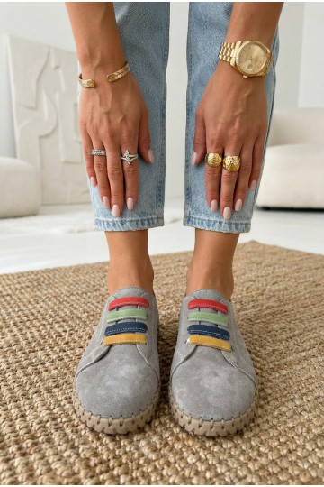 Pele de camurça sapato Feminino Vinceza 95377 cor cinza