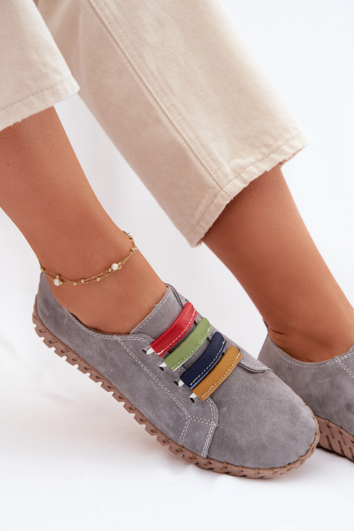 Pele de camurça sapato Feminino Vinceza 95377 cor cinza