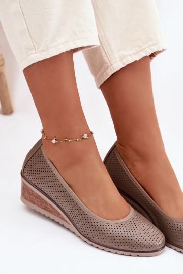 Sapatos femininos com plataforma Vinceza 58629 cor areia
