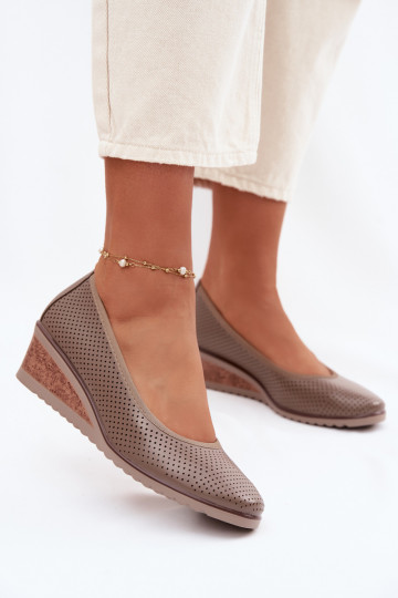 Sapatos femininos com plataforma Vinceza 58629 cor areia 2