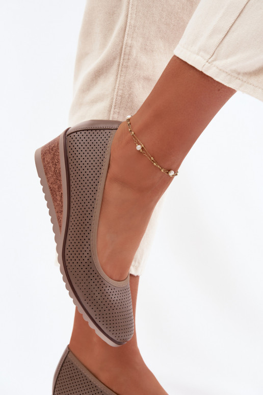 sapato Feminino com uma plataforma Vinceza 58629 bege