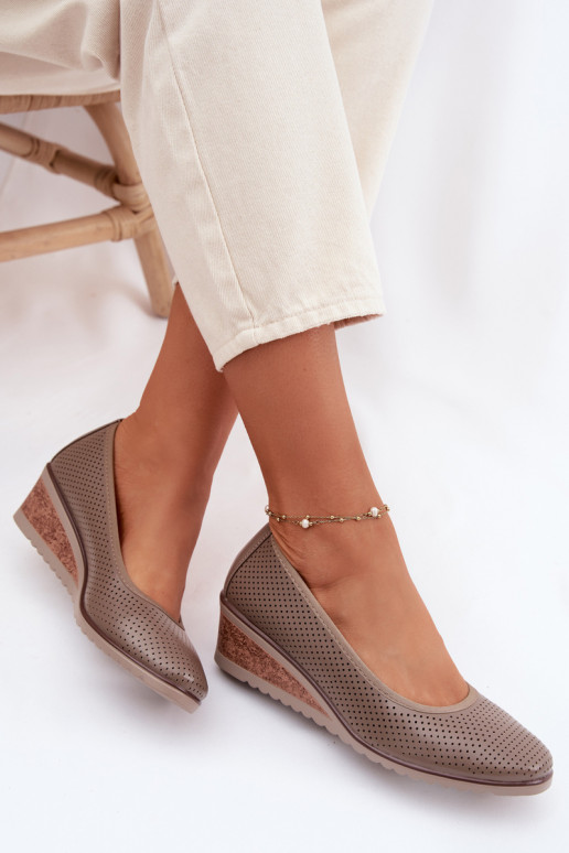 sapato Feminino com uma plataforma Vinceza 58629 bege