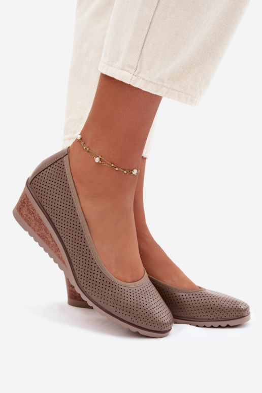 sapato Feminino com uma plataforma Vinceza 58629 bege