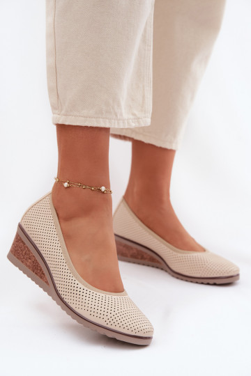 sapato Feminino com uma plataforma Vinceza 58629 cor de marfim 2