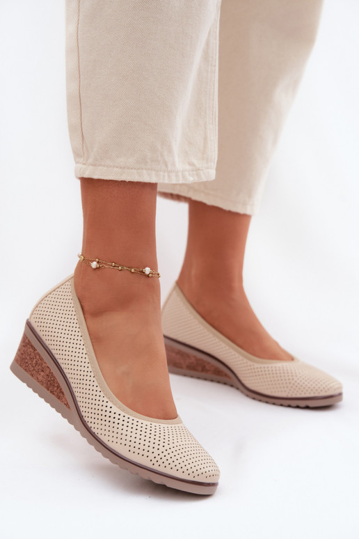 sapato Feminino com uma plataforma Vinceza 58629 cor de marfim