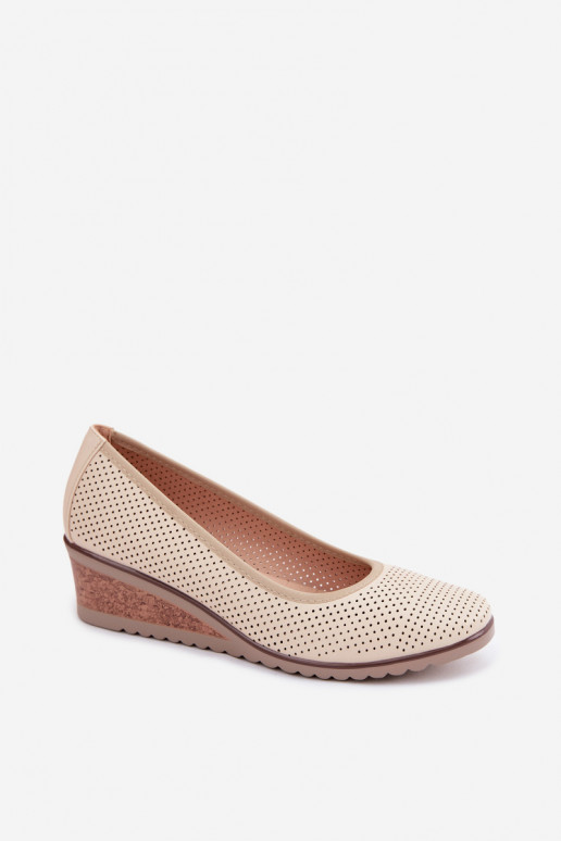 sapato Feminino com uma plataforma Vinceza 58629 cor de marfim