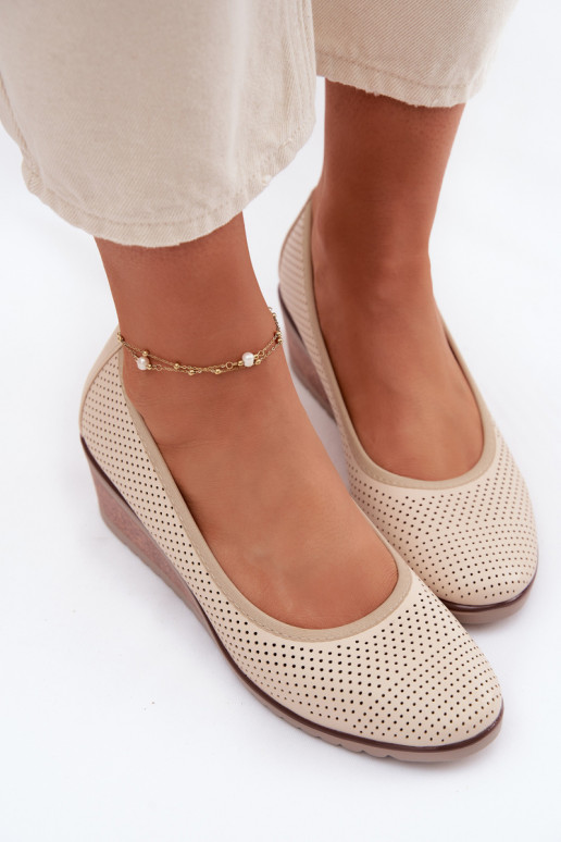 sapato Feminino com uma plataforma Vinceza 58629 cor de marfim