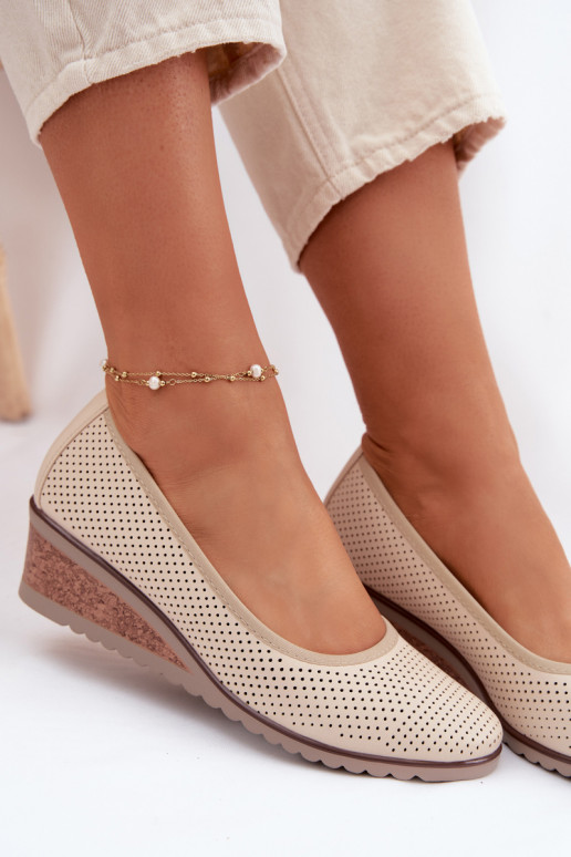 sapato Feminino com uma plataforma Vinceza 58629 cor de marfim