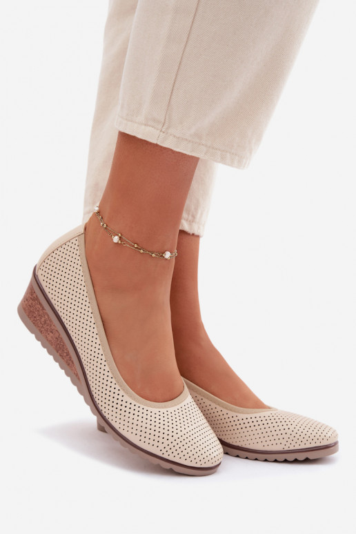 sapato Feminino com uma plataforma Vinceza 58629 cor de marfim