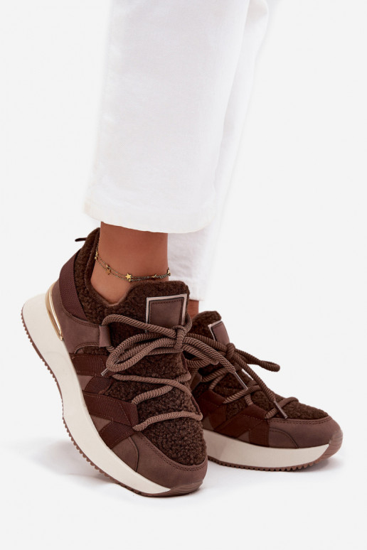 aquecimento À modalo de tênis Feminino com uma plataforma cor marrom Juvira