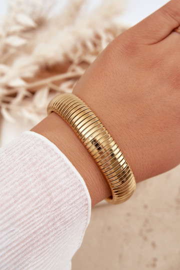 Pulseira feminina de aço inoxidável grande cor dourada
