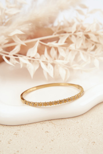 Um bracelete FemininoPequenome zircões Stal NierdzeParana cor dourada 2