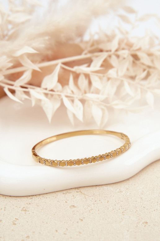 Um bracelete FemininoPequenome zircões Stal NierdzeParana cor dourada