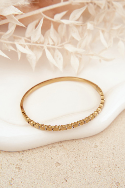 Um bracelete FemininoPequenome zircões Stal NierdzeParana cor dourada