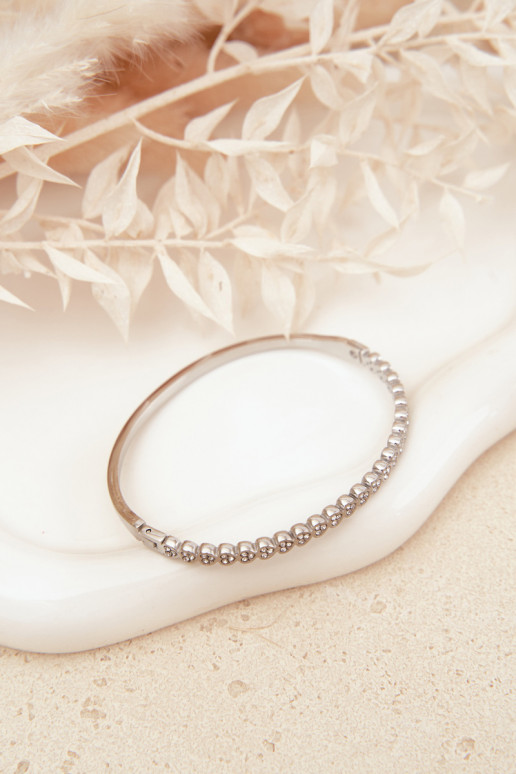 Um bracelete FemininoPequenome zircões Stal NierdzeParana cor prata