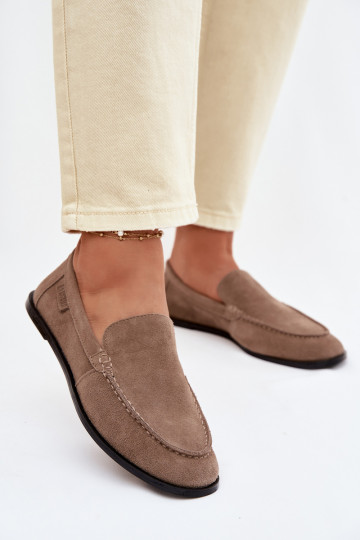 Mocassins femininos de camurça natural Big Star TT274207 bege 2