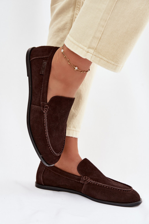 mocassins femininosHabilitadoturalnego de camurçau Big Star TT274208 CzekoladoParae