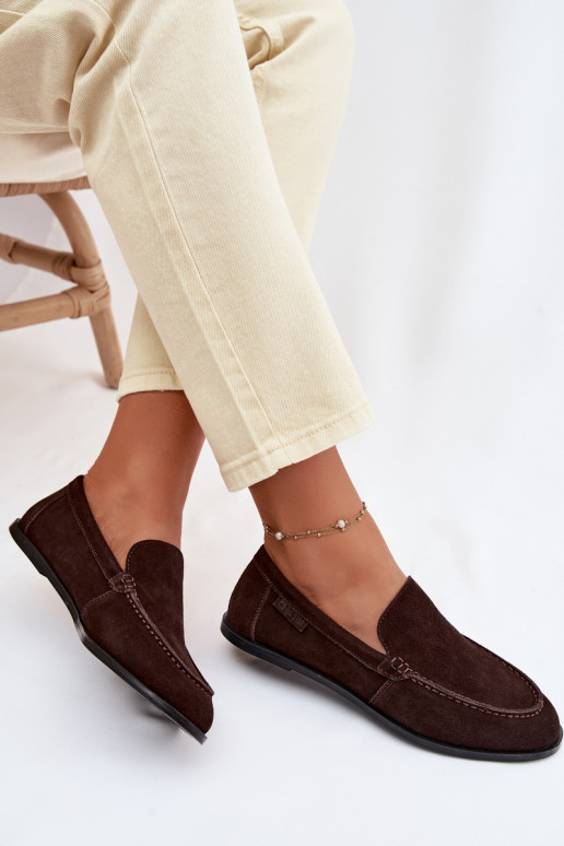 mocassins femininosHabilitadoturalnego de camurçau Big Star TT274208 CzekoladoParae