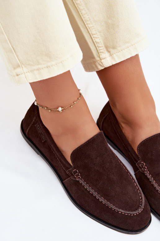 mocassins femininosHabilitadoturalnego de camurçau Big Star TT274208 CzekoladoParae