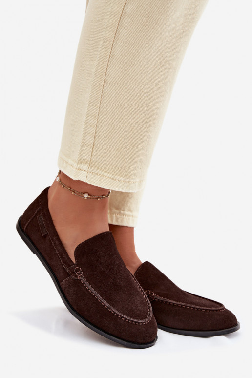 mocassins femininosHabilitadoturalnego de camurçau Big Star TT274208 CzekoladoParae