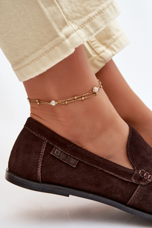 mocassins femininosHabilitadoturalnego de camurçau Big Star TT274208 CzekoladoParae