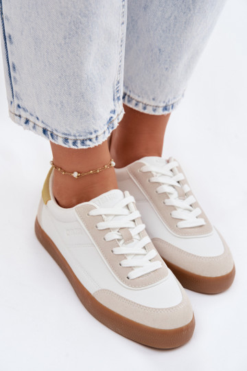 Tênis femininos de couro sintético Big Star TT274310 brancos