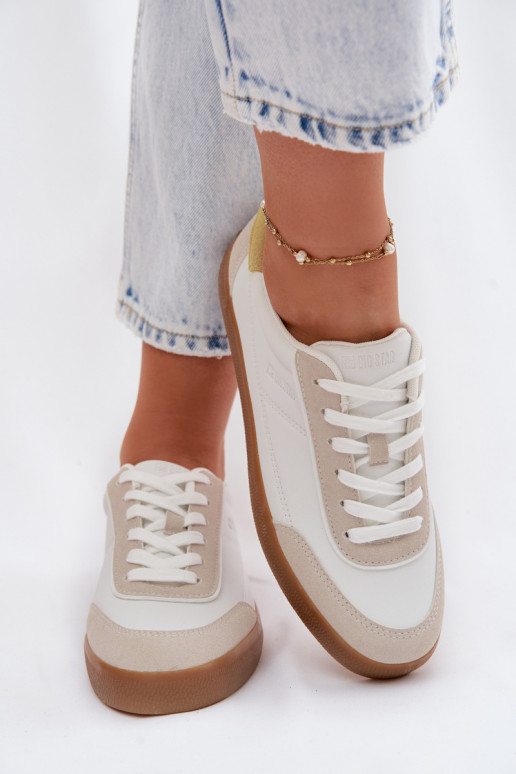 À modalo de tênis Feminino de couro ecológico Big Star TT274310 cor branca