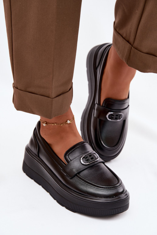 Pele Mocassins plataforma femininos Vinceza 39974 cor preta