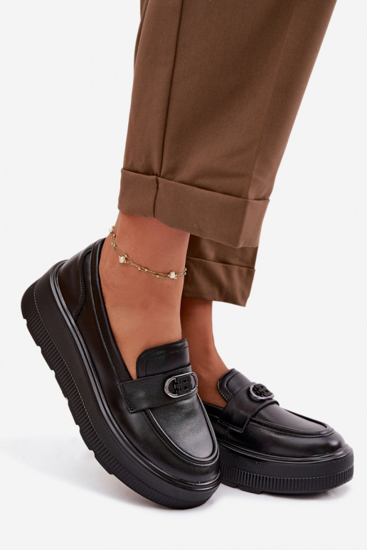 Pele Mocassins plataforma femininos Vinceza 39974 cor preta